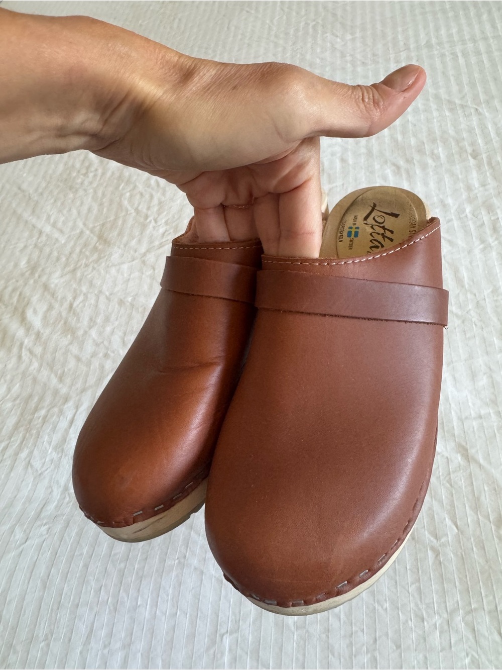 Lotta From Stockholm Brown Leather Slip-On Clogs